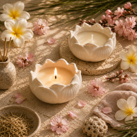 Concrete Lotus Candle - 35 Gm